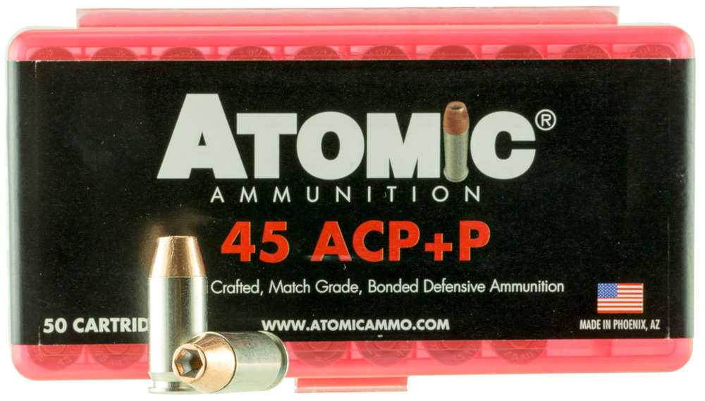 Ammunition Atomic Ammunition 616 ft lbs 45ACP ATOMIC 00412 45ACP+P     185 MATCH HP        50/10 • Model: 616 ft lbs